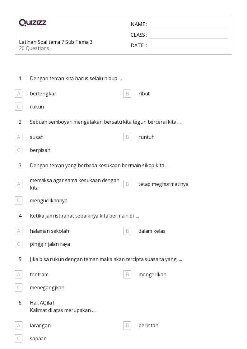 7 Rahasia Menguasai Soal Tematik Kelas 2 Tema 7 Subtema 3 Agar Nilai Anak Tembus 100