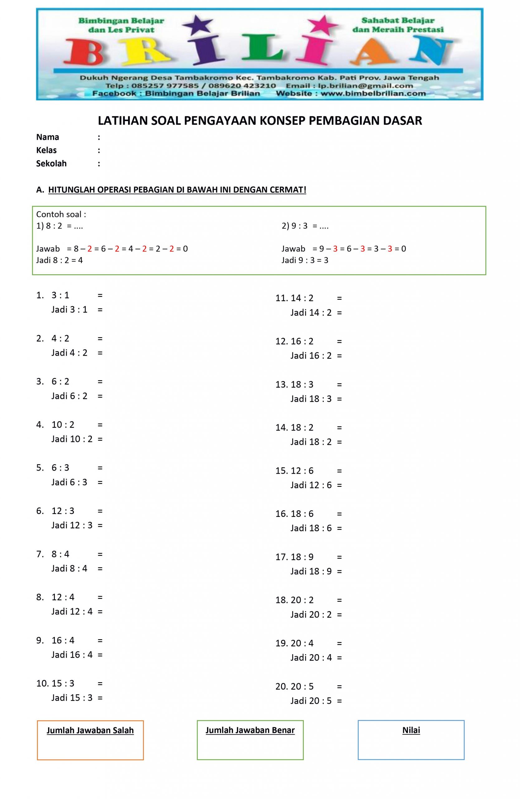 Soal Perkalian Dan Pembagian Kelas 2 Dalchaebi
