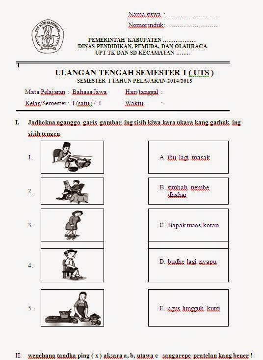 Soal Pts Bahasa Jawa Kelas 2 Semester 2 - Piffle me