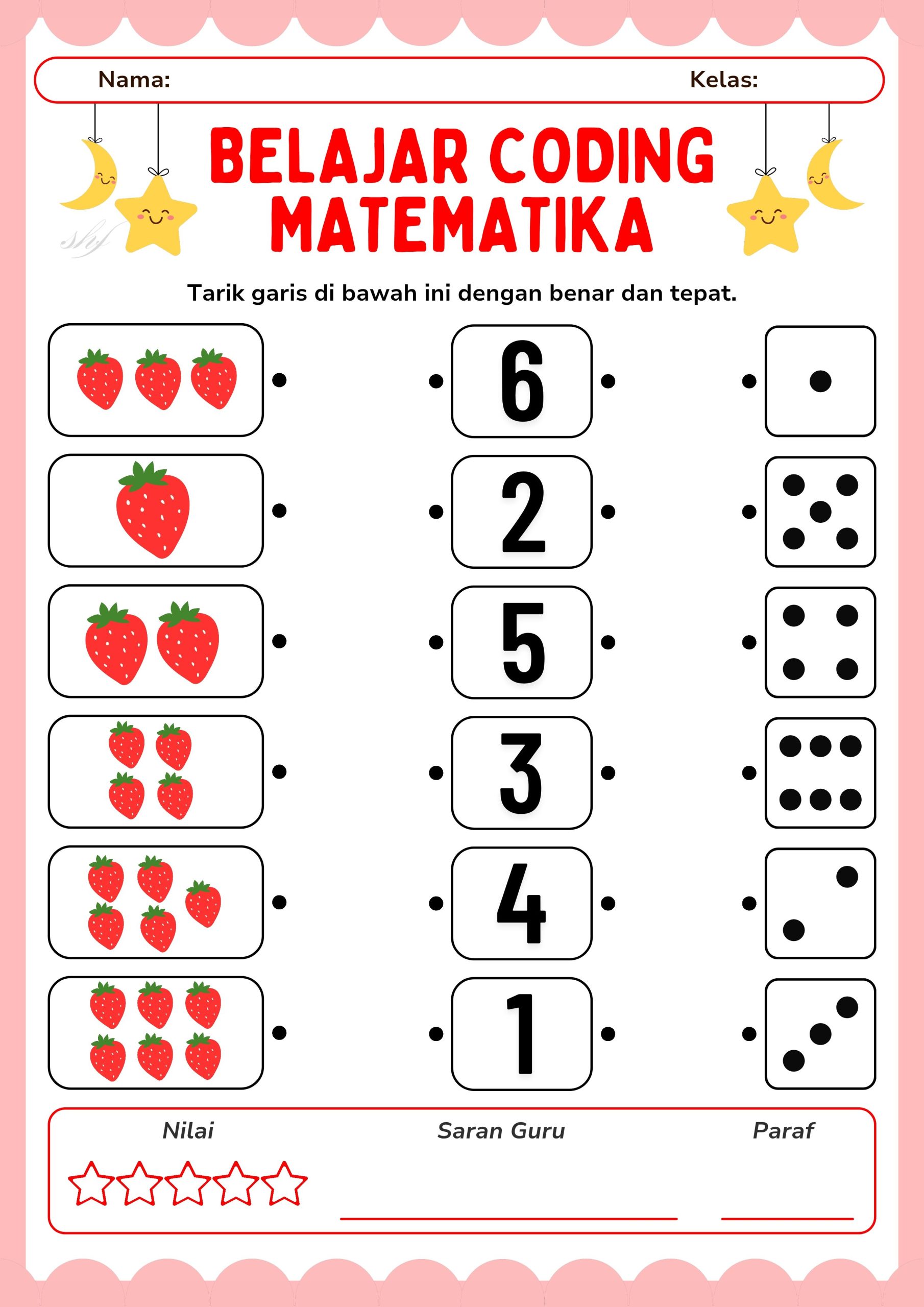 coding TK Matematika prasekolah Lembar kerja matematika Lembar