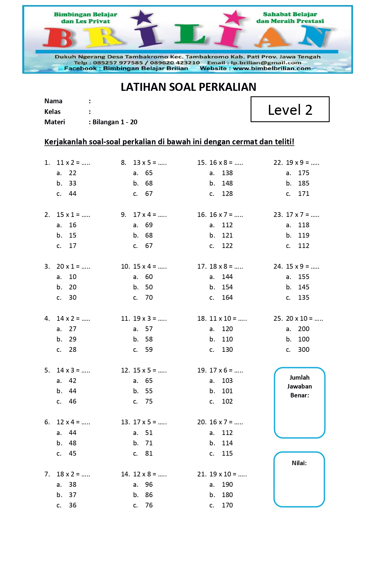 soal untuk anak sd kelas 2