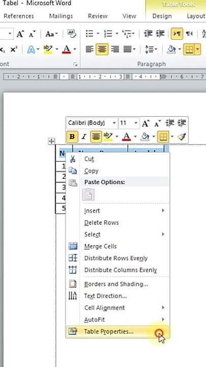 Cara membuat arsiran tabel Microsoft word 2010 - YouTube
