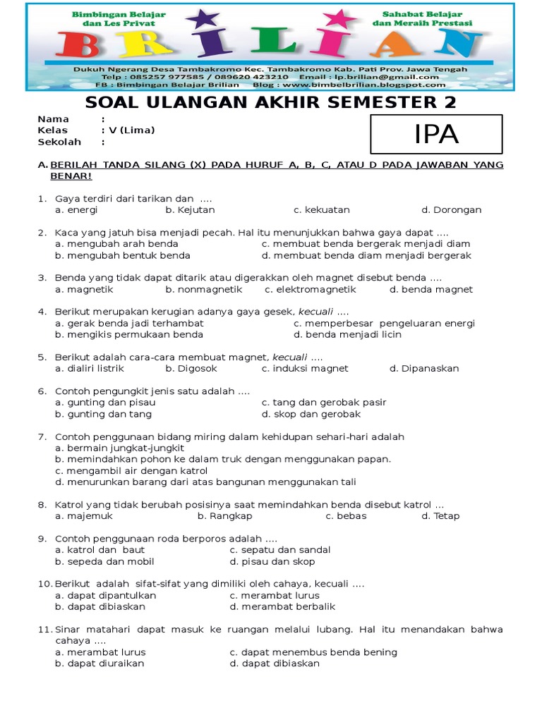 Bocoran Soal Mid Semester 2 Kelas 5 IPA Tahun 2026 Wajib Tahu
