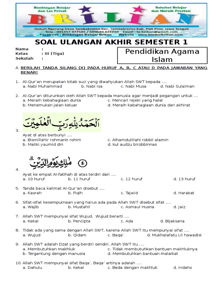 7 Rahasia Contoh Soal PAI Kelas 3 SD Semester 1 yang Bikin Nilai Naik Sekarang