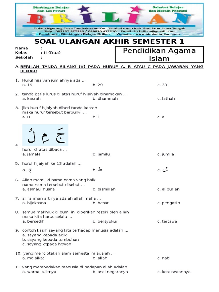 Akhirnya Tersedia Contoh Soal PAI Kelas 2 SD Semester 1 Kurikulum 2013 dan Kunci Jawaban Lengkap Akhirnya Tersedia Contoh Soal PAI Kelas 2 SD Semester 1 Kurikulum 2013 dan Kunci Jawaban Lengkap