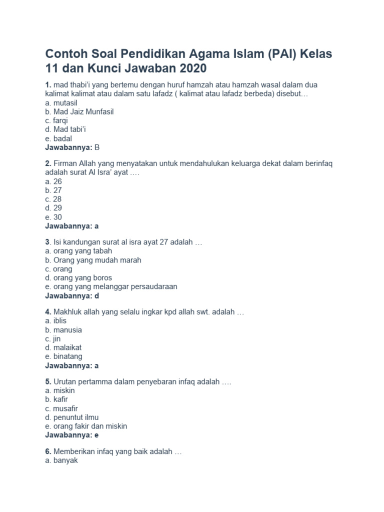 Contoh Soal PAI SMK Kelas 11 Semester 1: 7 Tipe Soal HOTS Paling Sering Muncul yang Wajib Kamu Kuasai Sebelum Ujian Contoh Soal PAI SMK Kelas 11 Semester 1: 7 Tipe Soal HOTS Paling Sering Muncul yang Wajib Kamu Kuasai Sebelum Ujian