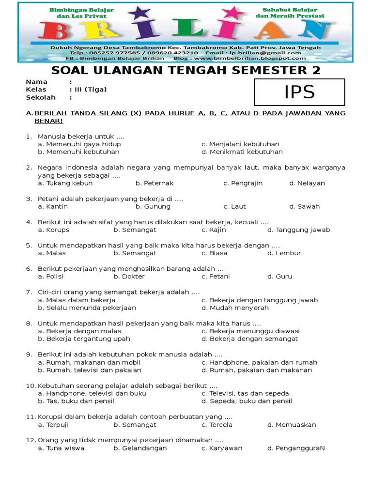 Contoh Soal UTS Kelas 3 Semester 2 IPS Beserta Jawaban yang Sering Muncul, Jangan Sampai Terlewat Contoh Soal UTS Kelas 3 Semester 2 IPS Beserta Jawaban yang Sering Muncul, Jangan Sampai Terlewat