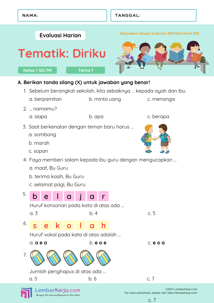 Mengasah Pemahaman Dini Contoh Soal Ulangan Tematik Kelas 1 SD Tema 2 Mengasah Pemahaman Dini Contoh Soal Ulangan Tematik Kelas 1 SD Tema 2