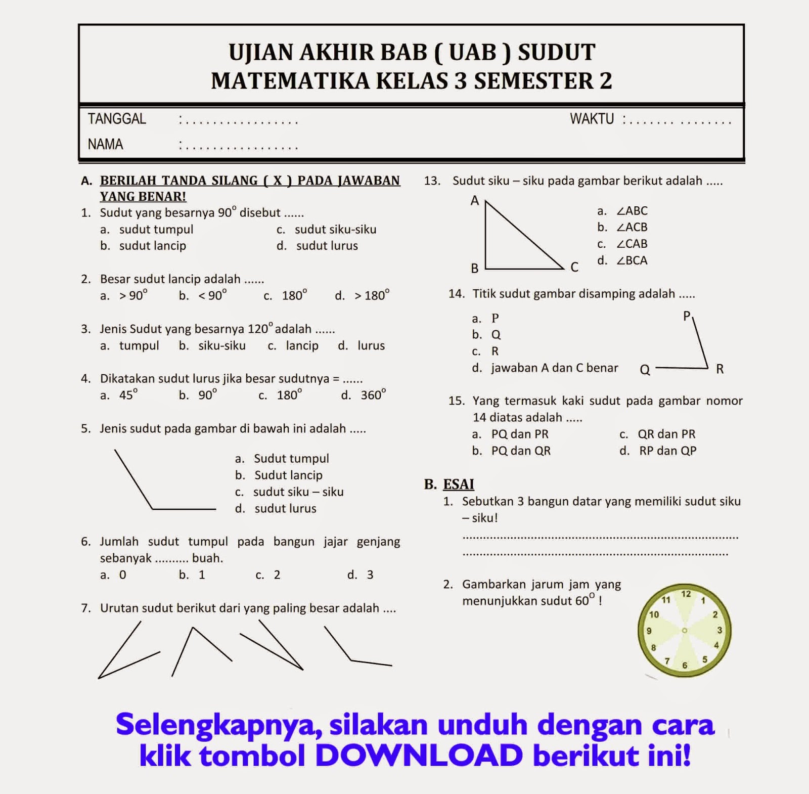 Inilah 5 Contoh Soal UTS Kelas 3 Semester 2 Tema 5 yang Sering Muncul, Wajib Dipelajari Sebelum Ujian Inilah 5 Contoh Soal UTS Kelas 3 Semester 2 Tema 5 yang Sering Muncul, Wajib Dipelajari Sebelum Ujian