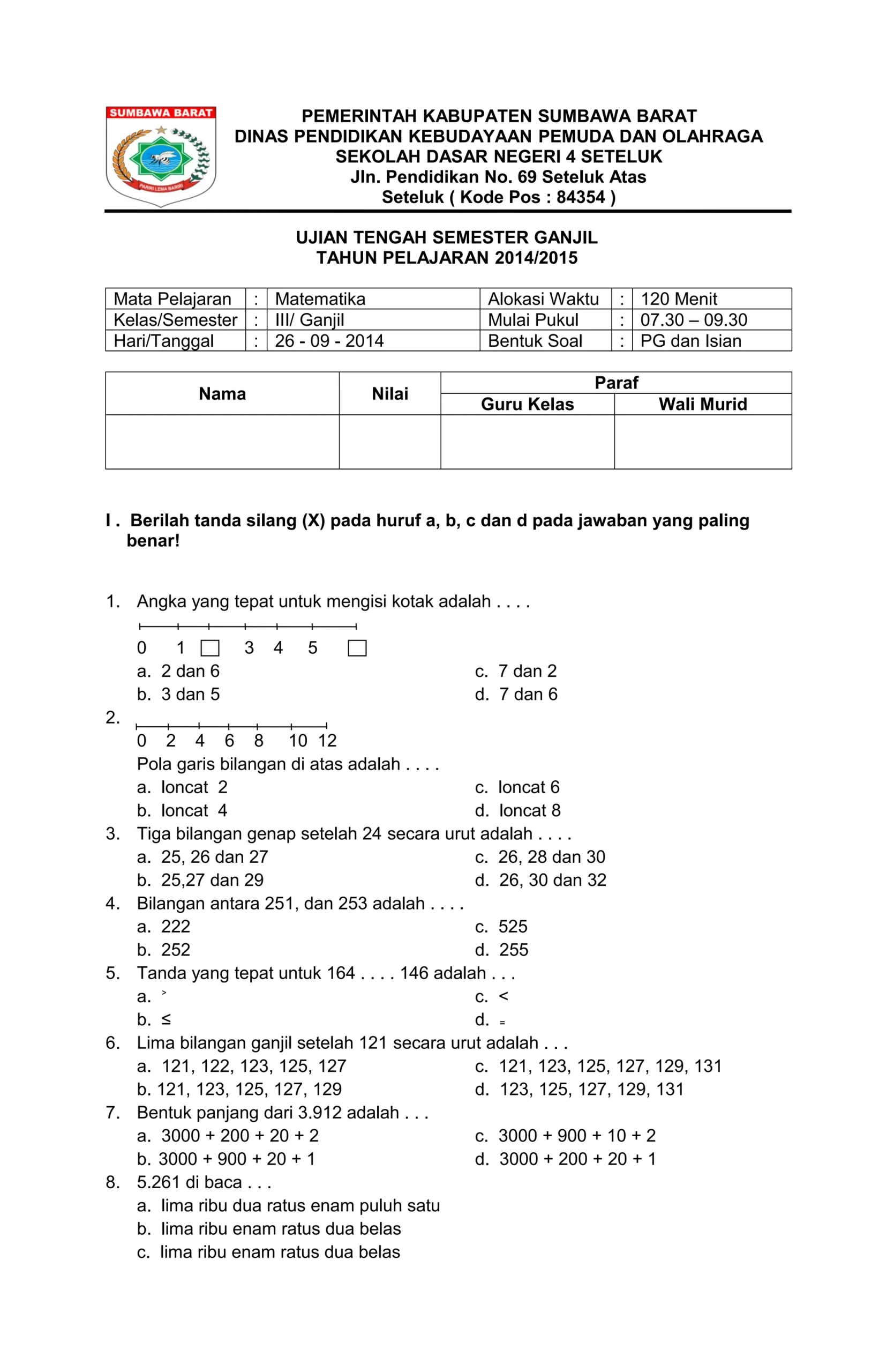 Ternyata Ini Dia 15 Contoh Soal UTS Kelas 3 SD Semester 1 Kurikulum 2013 yang Sering Muncul Ternyata Ini Dia 15 Contoh Soal UTS Kelas 3 SD Semester 1 Kurikulum 2013 yang Sering Muncul