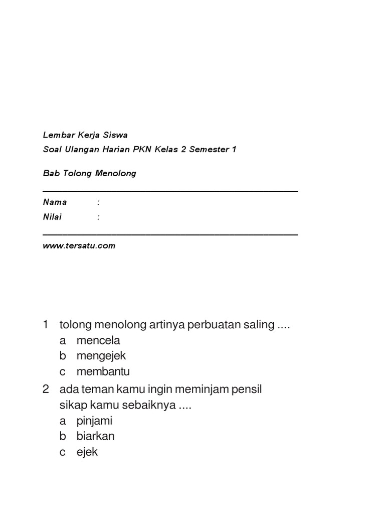 Latihan Soal PKN Kelas 2 SD Tolong Menolong Ternyata Sangat Penting untuk Anak Latihan Soal PKN Kelas 2 SD Tolong Menolong Ternyata Sangat Penting untuk Anak