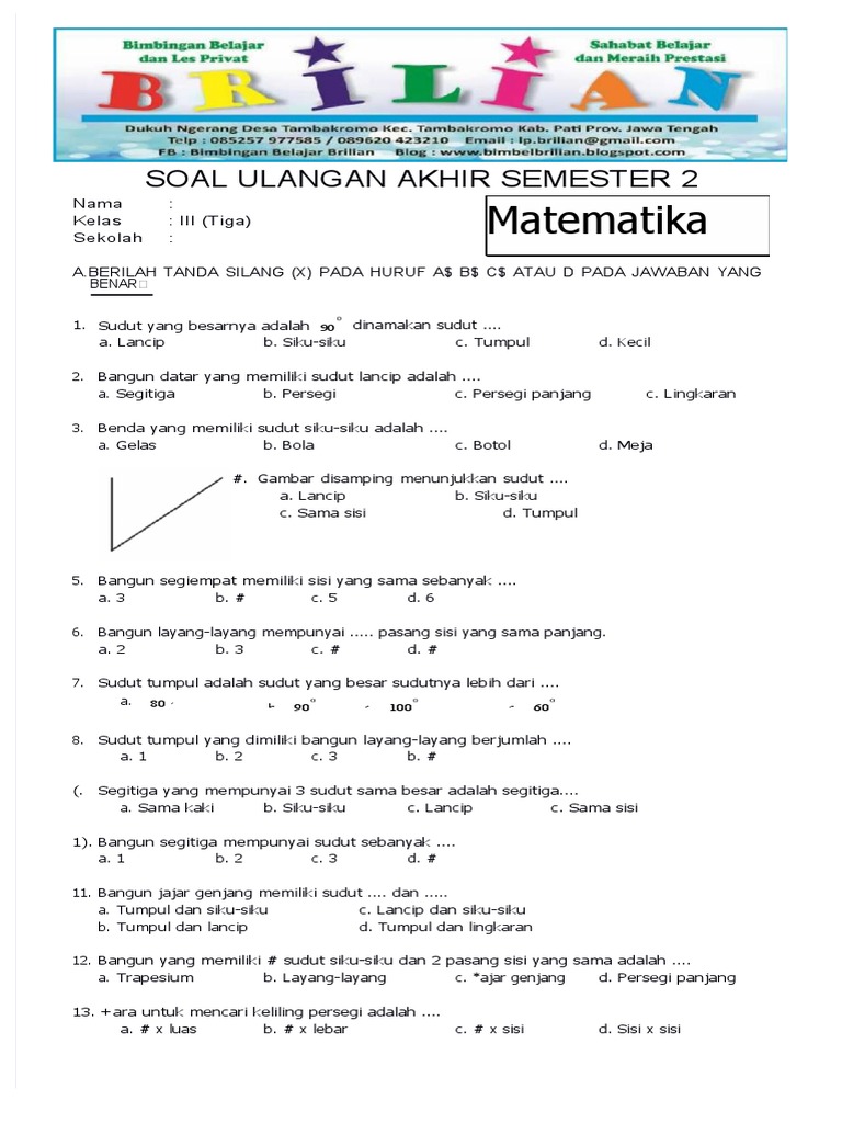 Rahasia Jawab Cepat Soal Soal Matematika Kelas 3 SD Semester 2 Agar Nilai Melejit Rahasia Jawab Cepat Soal Soal Matematika Kelas 3 SD Semester 2 Agar Nilai Melejit
