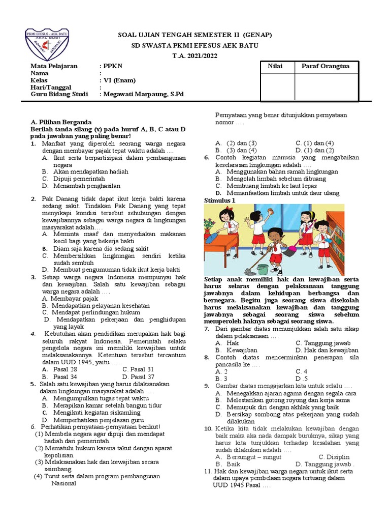 Rahasia Nilai Sempurna dengan Latihan Soal PKN K13 SD Kelas 6 Semester 2 Terbaru