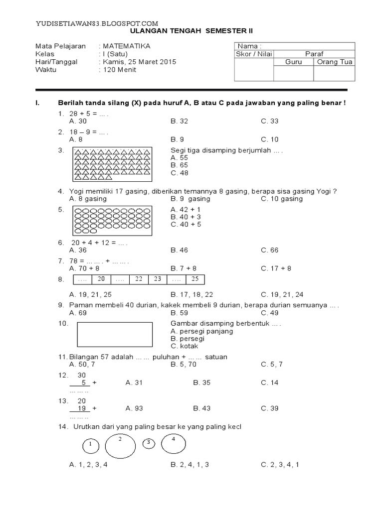 Rahasia Skor Sempurna Bocoran soal soal matematika uts kelas 3 semester 2 2020 Terbaru Rahasia Skor Sempurna Bocoran soal soal matematika uts kelas 3 semester 2 2020 Terbaru