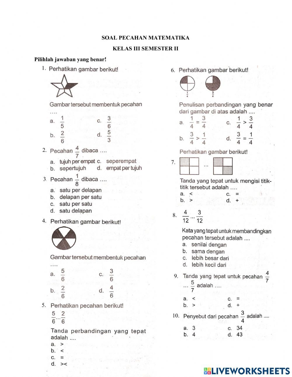 Wajib Tahu Cara Cepat Menjawab soal soal matematika kelas 3 sd semester 2 pecahan