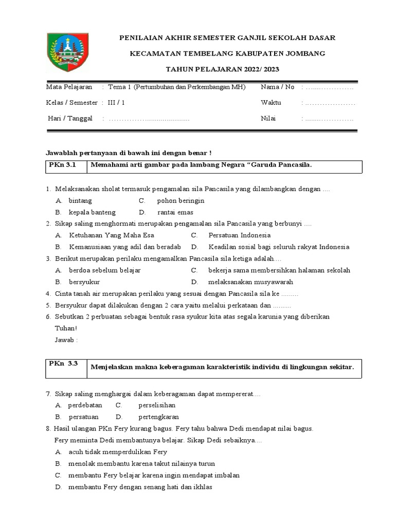 Wajib Tahu! Kumpulan soal soal latihan ujian kelas 3 sd pdf untuk Persiapan Ujian